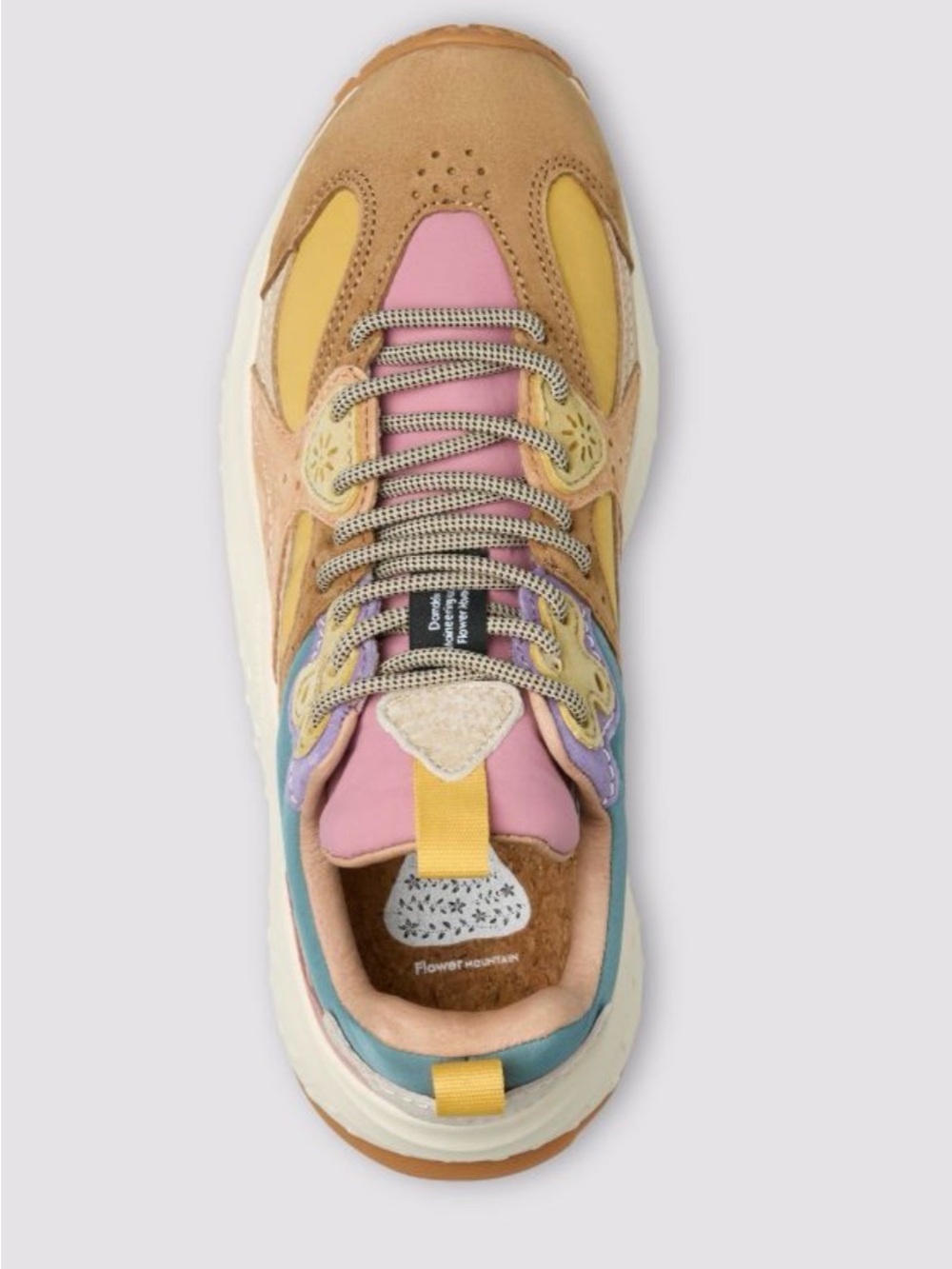 NWT Flower Mountain WAVE WOMAN Suede and fabric sneakers - Beige- Light pink - Picture 3 of 16